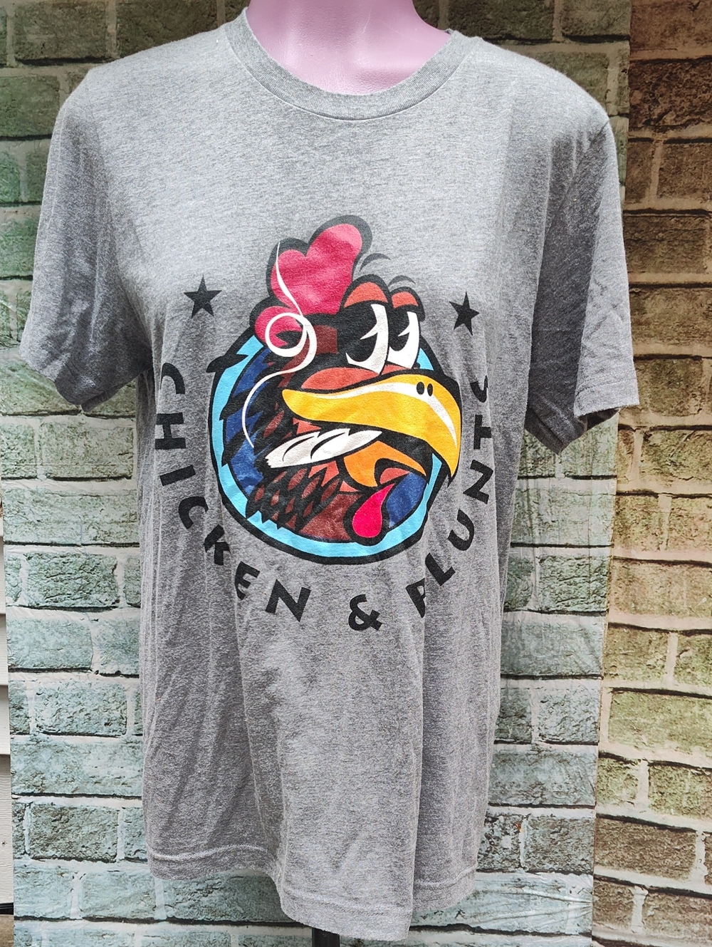 Chicken & Blunts Funny Chicken Gray T-shirt, Women's Medium
